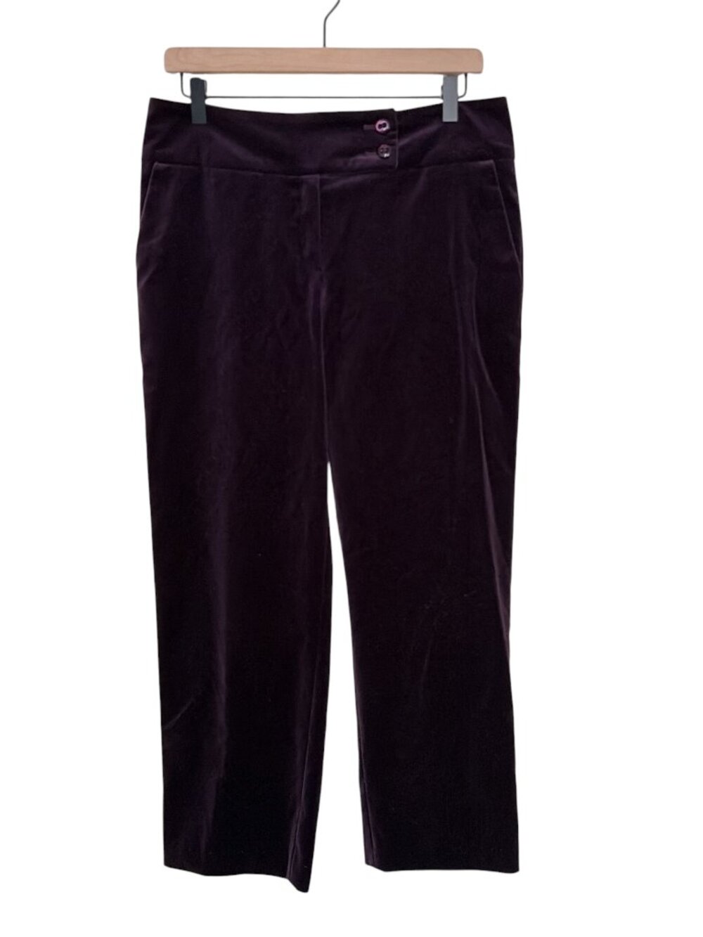 Escada Plum Purple Velvet Mid Rise Straight Leg Ankle Pants